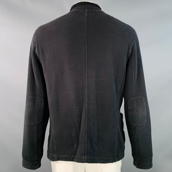 JOHN VARVATOS STAR USA Size XL Black Waffle Knit Cotton Fleece Lined Jacket - Picture 3 of 5